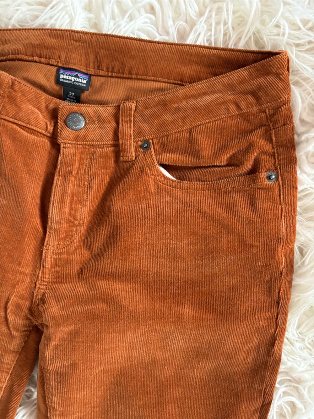 Patagonia Fitted Corduroy Pants Rust Orange Organic Cotton Size 27 - Picture 2 of 5